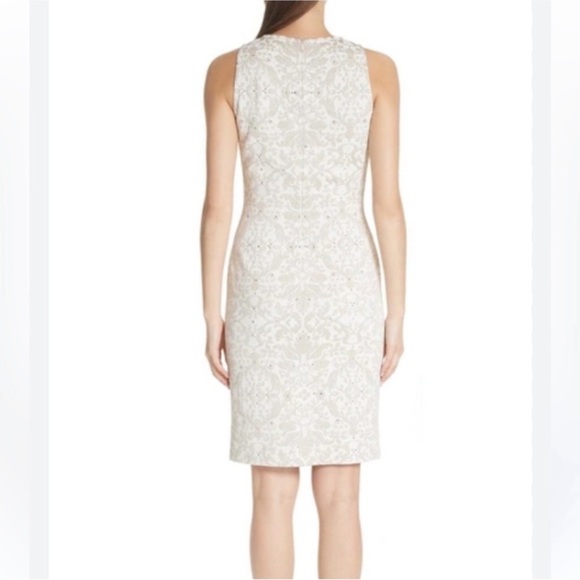 St. John Collection Gold Leaf Brocade Sheath midi Dress size 2 - Picture 2 of 7